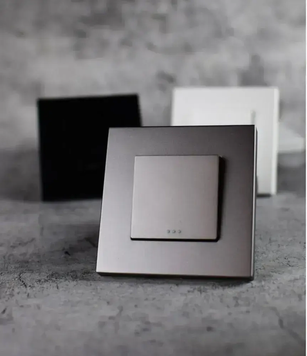 Выключатель серый для света одноклавишный без подсветки