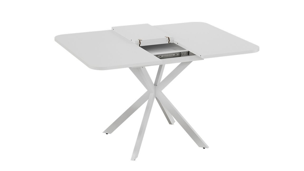 Стол кухонный обеденный раздвижной Черный муар Белый Лиссабон 100(131)х100х75 см