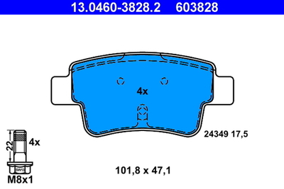 ATE - 13046038282-ATE - Brake Pad Set, disc brake