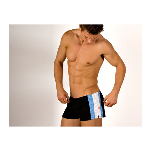 Мужские шорты ултракороткие пляжные черного цвета с полосками AussieBum Shorts Black