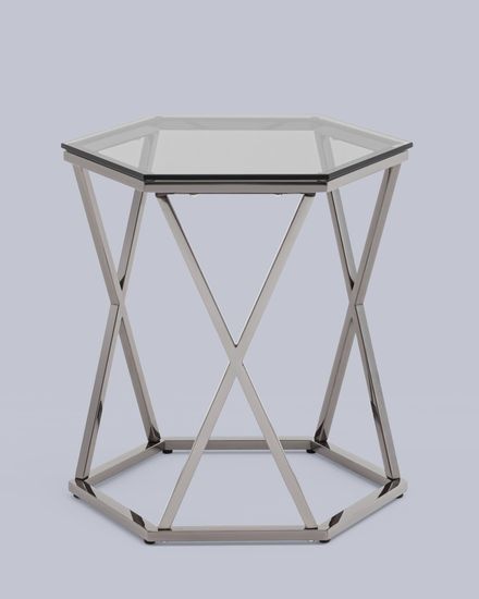 Журнальный столик Круз 48*42 стекло smoke сталь темный хром