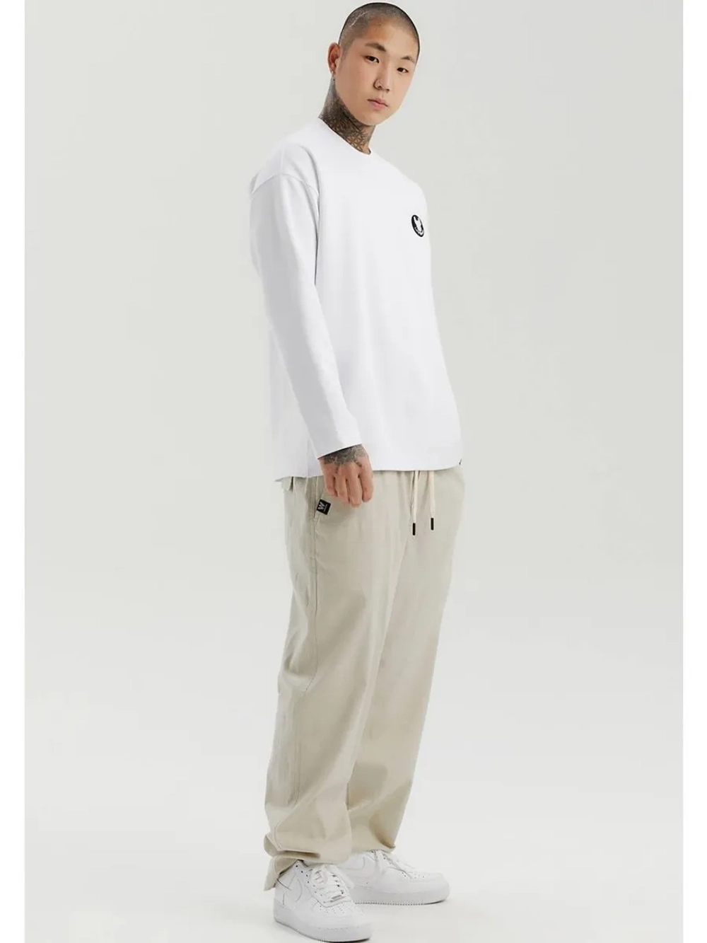 Брюки широкие из льна