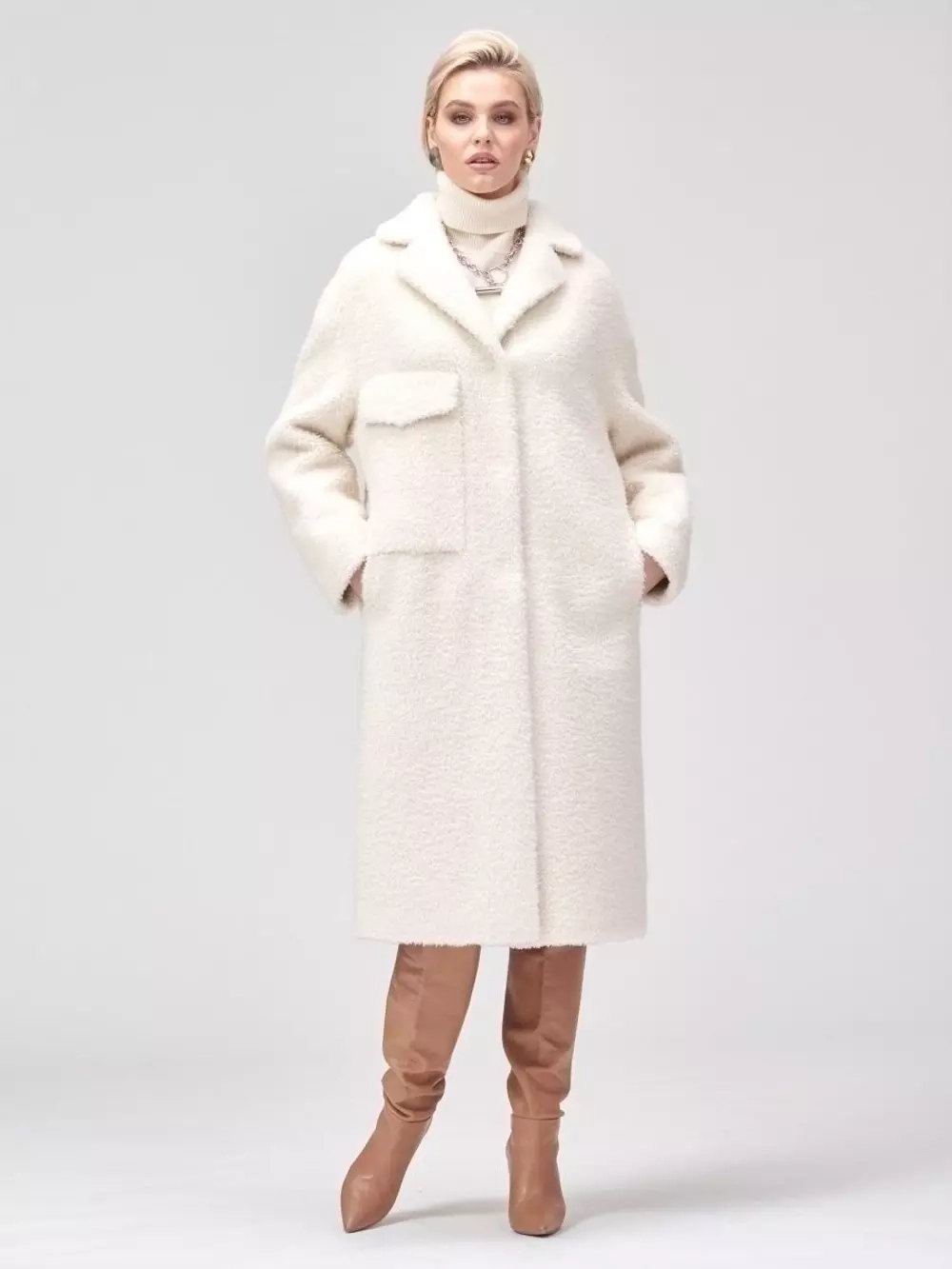 Шуба женская из овечьей шерсти мериноса, SilverFox (арт. S1138rm023bz)