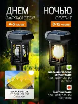 Фонарики садовые на солнечных батареях уличные 4 шт