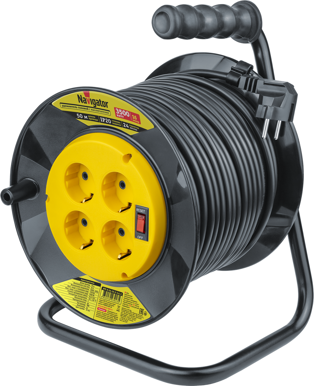 Удлинитель Navigator 93 913 NPE-R-04-50-E-3x1.5 катушка 4 гн. c/з 50м (Россия)