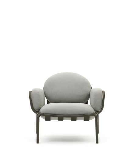 Садовое кресло Joncols серое с зеленой алюминиевой отделкой