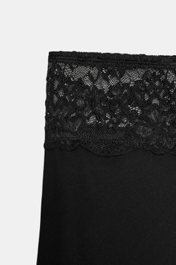 ZARA КОМБИНИРОВАННАЯ ЮБКА С КРУЖЕВОМ, ЧЕРНЫЙ