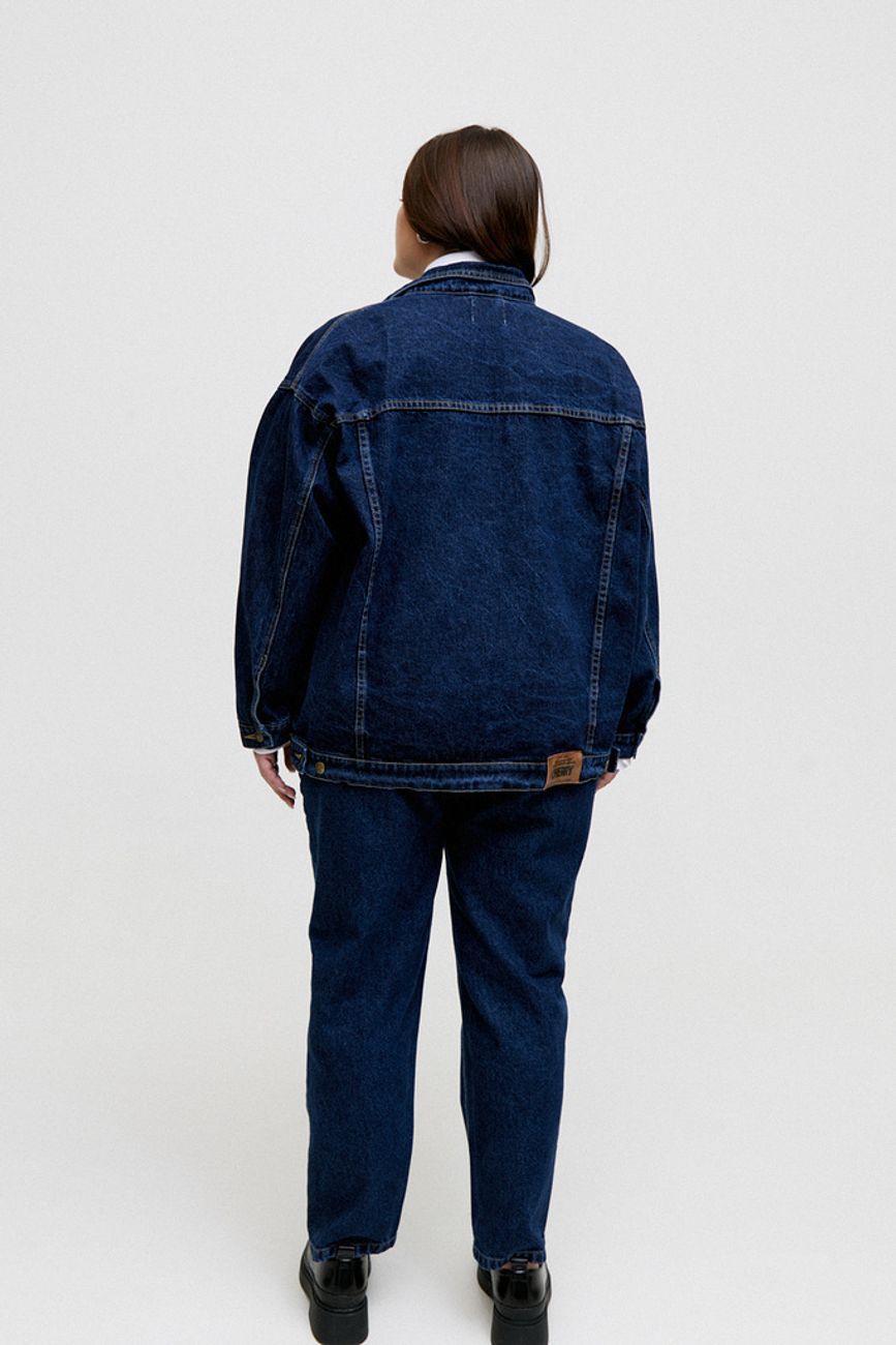 Джинсы mom; синий