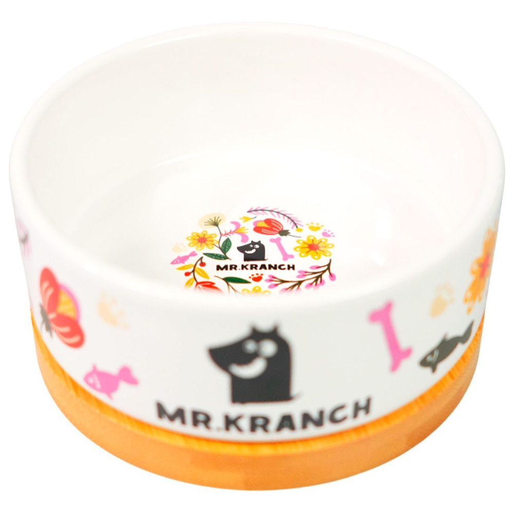 Миска  Mr.Kranch Bamboo 340 мл Цветы Прованса керамическая на бамбуковой подставке, розовая