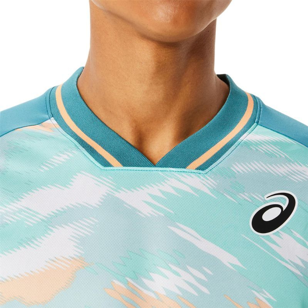 Мужская теннисная футболка Asics Match Graphic SS Top - misty pine