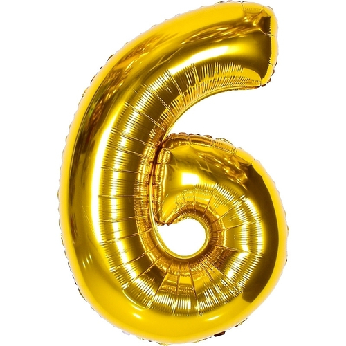 Шар фольгированный Цифра "6" золото с гелием