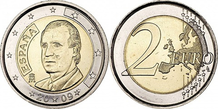 Испания 2 евро, 2007 - 2009 Король Хуан Карлос I XF