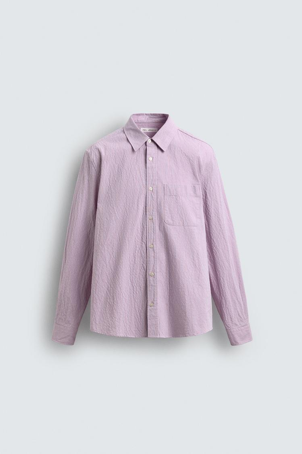 ZARA РУБАШКА В ПОЛОСКУ С ЭФФЕКТОМ ПОТЕРТОСТИ, РОЗОВЫЙ/ЛИЛОВЫЙ