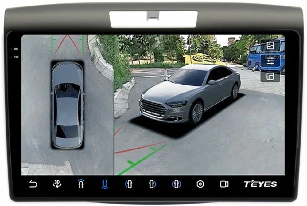 Магнитола для Honda CR-V 4 2012-2016 (маленькая рамка 9) - Teyes CC3-2K-360 на Android 10, 2K QLED, 6Гб+128Гб, CarPlay, 4G SIM-слот, 4 камеры в комплекте