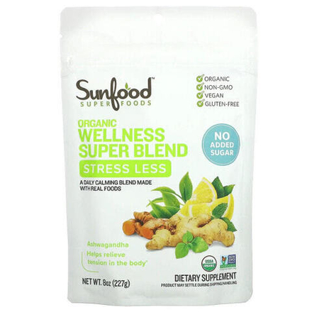 Для нервной системы Sunfood, Organic Wellness Super Blend, для снижения стресса, 227 г (8 унций)
