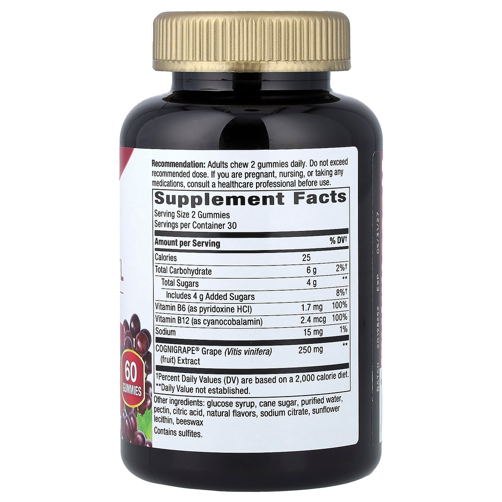 Nature's Way, жевательная добавка для здоровья мозга, со вкусом винограда, 60 жевательных таблеток