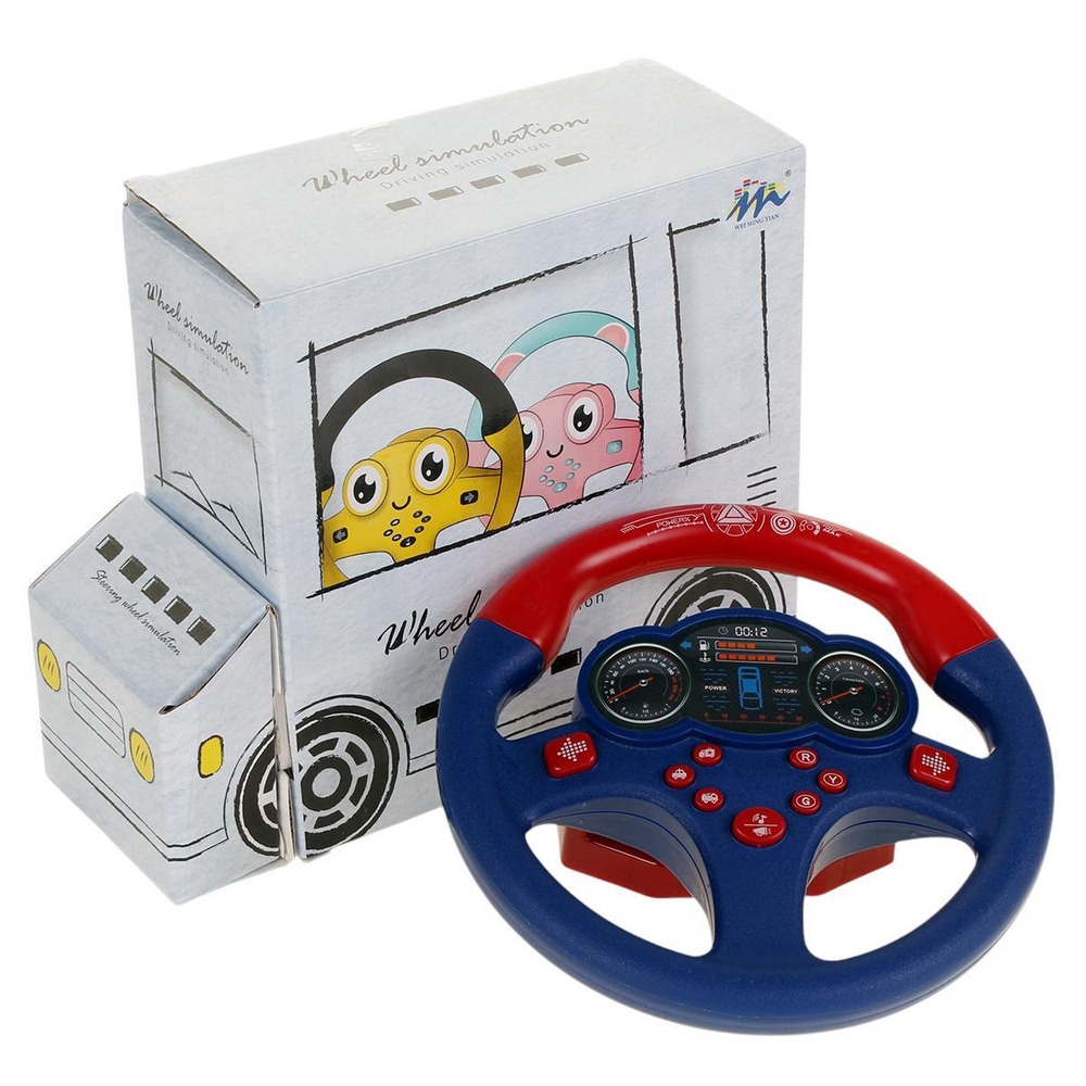 Руль музыкальный 16см, синий, коробка 1026-19