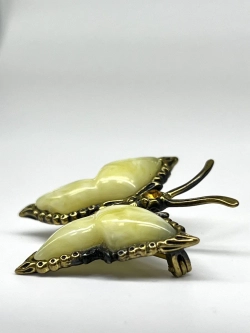 Бронзовая брошь на янтаре