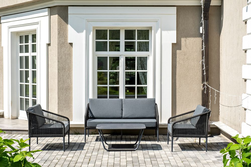 "Канны" лаунж-зона 4-местная плетеная из роупа (веревки), цвет темно-серый