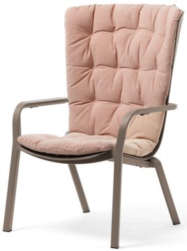 Лаунж кресло Folio бежевое пластиковое с розовой подушкой Nardi Италия