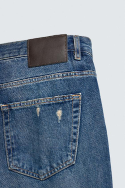 ZARA ДЖИНСЫ SLIM FIT С РАЗРЕЗАМИ, ВЫЦВЕТШИЙ СИНИЙ