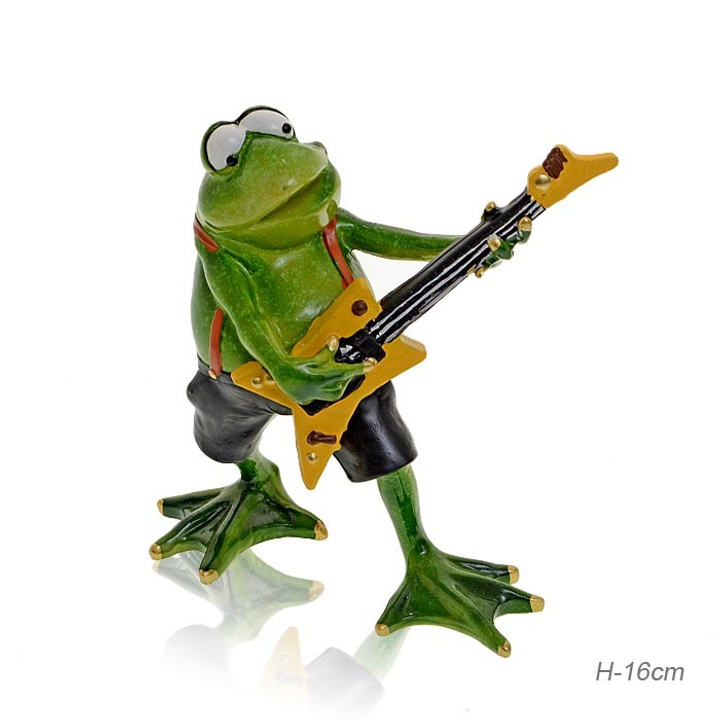 Статуэтка Лягушка Гитарист, полистоун 16 см