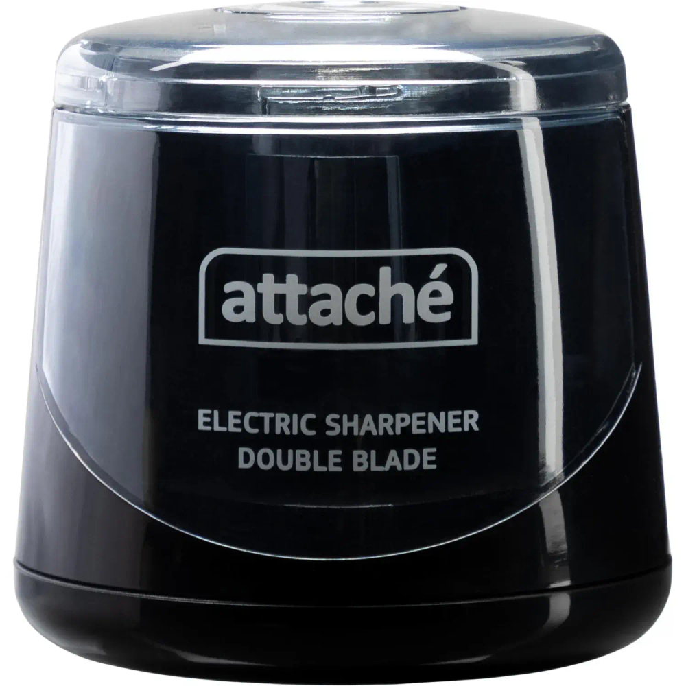 Точилка электрическая Attache,двойное лезвие,1отв,пит. от батареек АА,черн