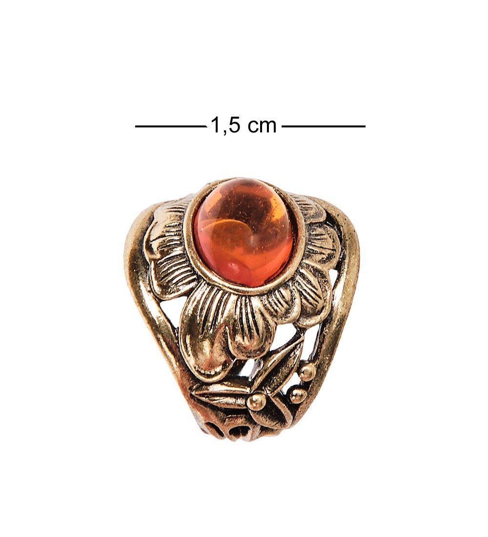 AM-2493 Кольцо «Ромашка» (латунь, янтарь)