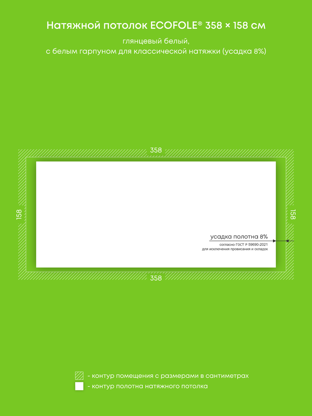 Глянцевый натяжной потолок 5.7 м2