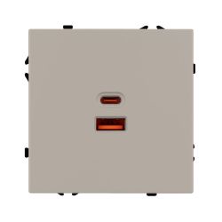 Механизм розетки с быстрой USB зарядкой SCT-NOBE-MUAC-SFPL-FC-CA (65W, QC3) (Arlight, Кашемир) 059446