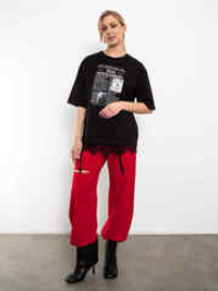 Футболка женская с оверсайз Модная пресса (черная)