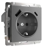 Розетка с заземлением, шторками и USB тип A+C(графит матовый) W1171764