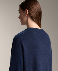 Oysho Джемпер с круглым вырезом из 100% кашемира, темно-синий