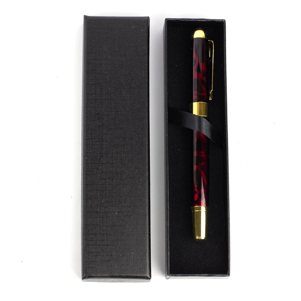 Ручка подарочная шариковая Alingar, 1,0 мм, синяя, круглый, бордовый, металлический корпус, подарочная упаковка