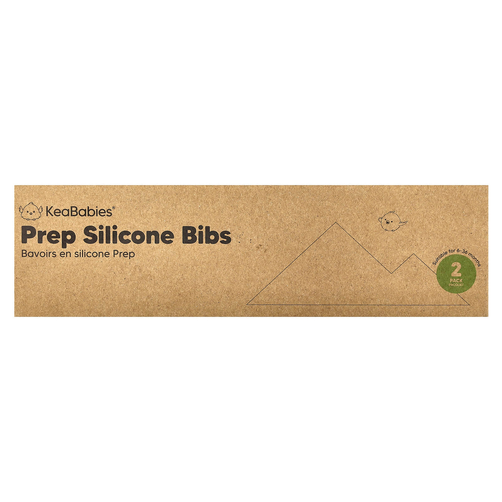 KeaBabies, Силиконовые нагрудники Prep, для детей 3–36 месяцев, мягкие, 2 шт.