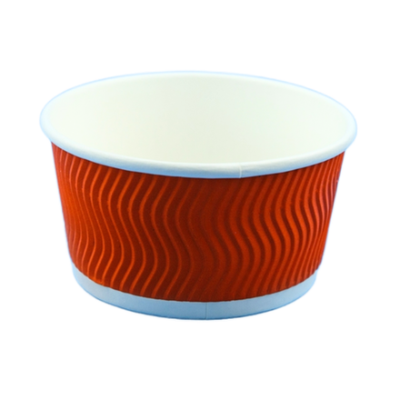 Контейнер бумажный Complement 720 мл d=135мм, h=68мм гофрированный оранжевая волна (25 шт/уп )