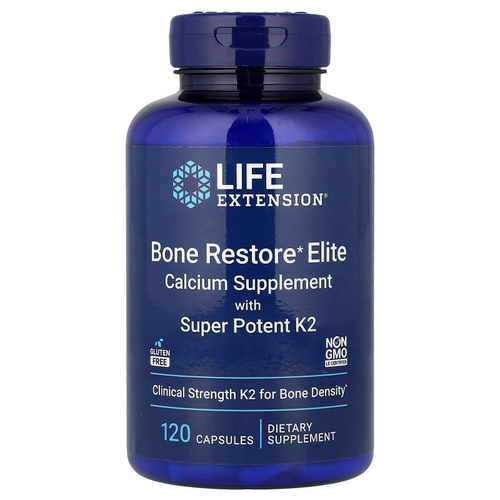 Life Extension, Bone Restore Elite, добавка с кальцием и суперэффективным витамином K2, 120 капсул