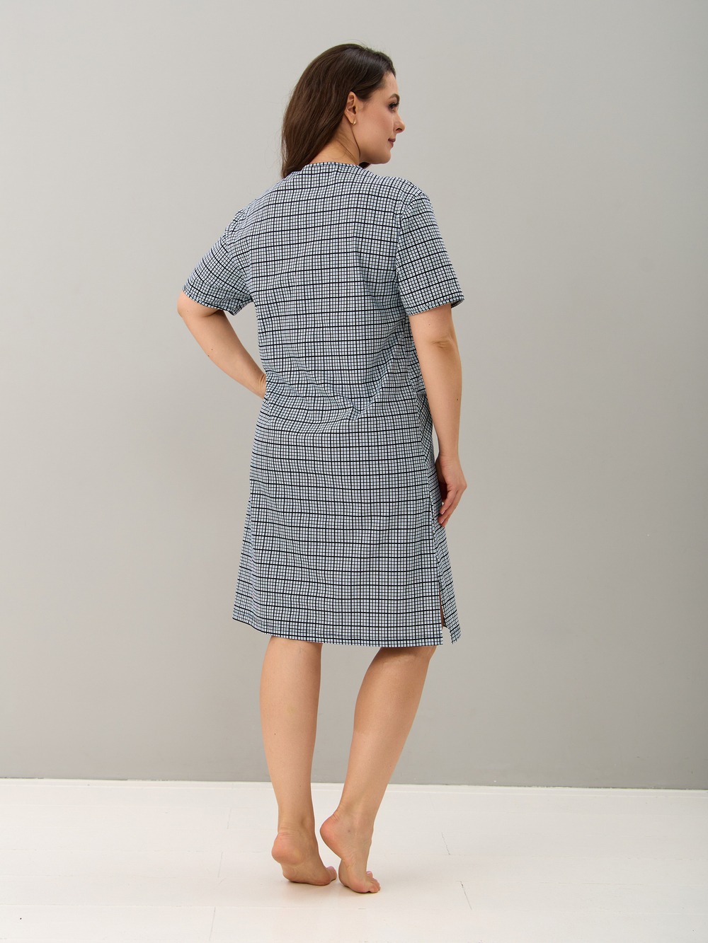 Туника Т-012/клеточкасиний-голубая