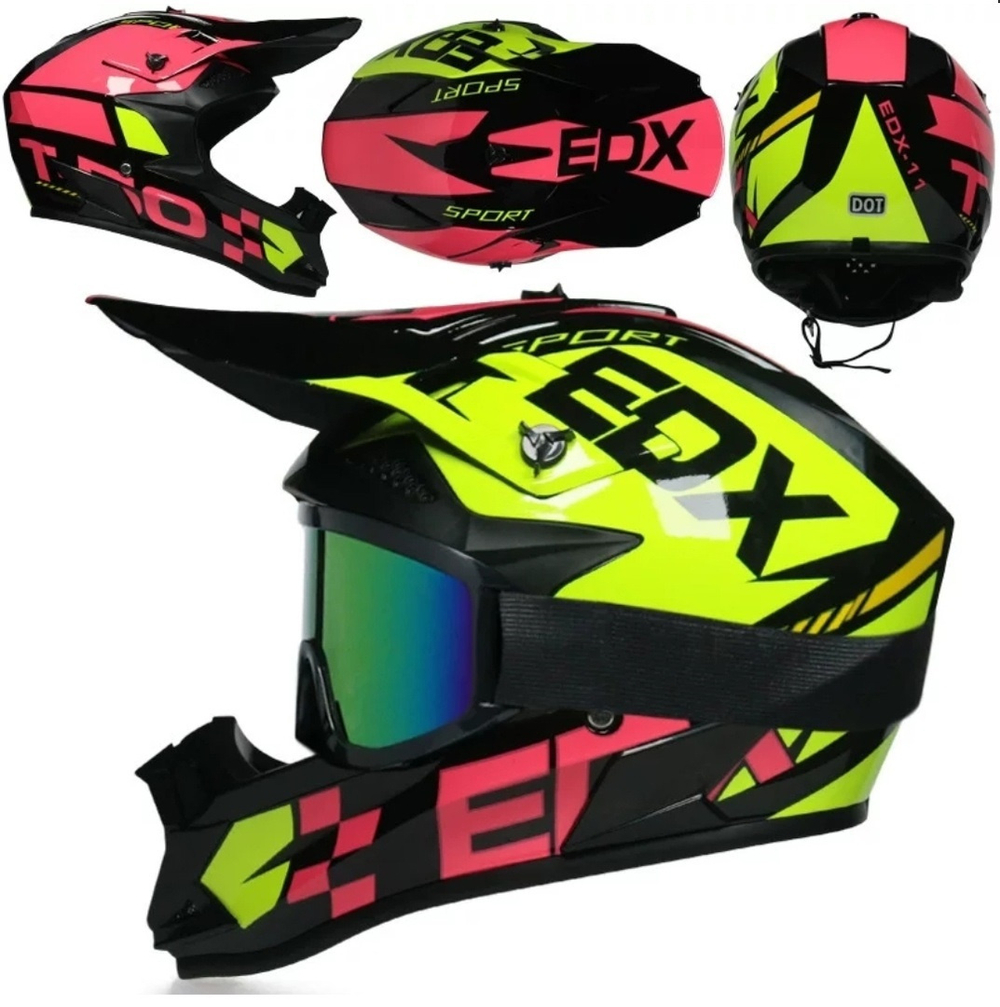 Шлем EDX F110 черный, зеленый