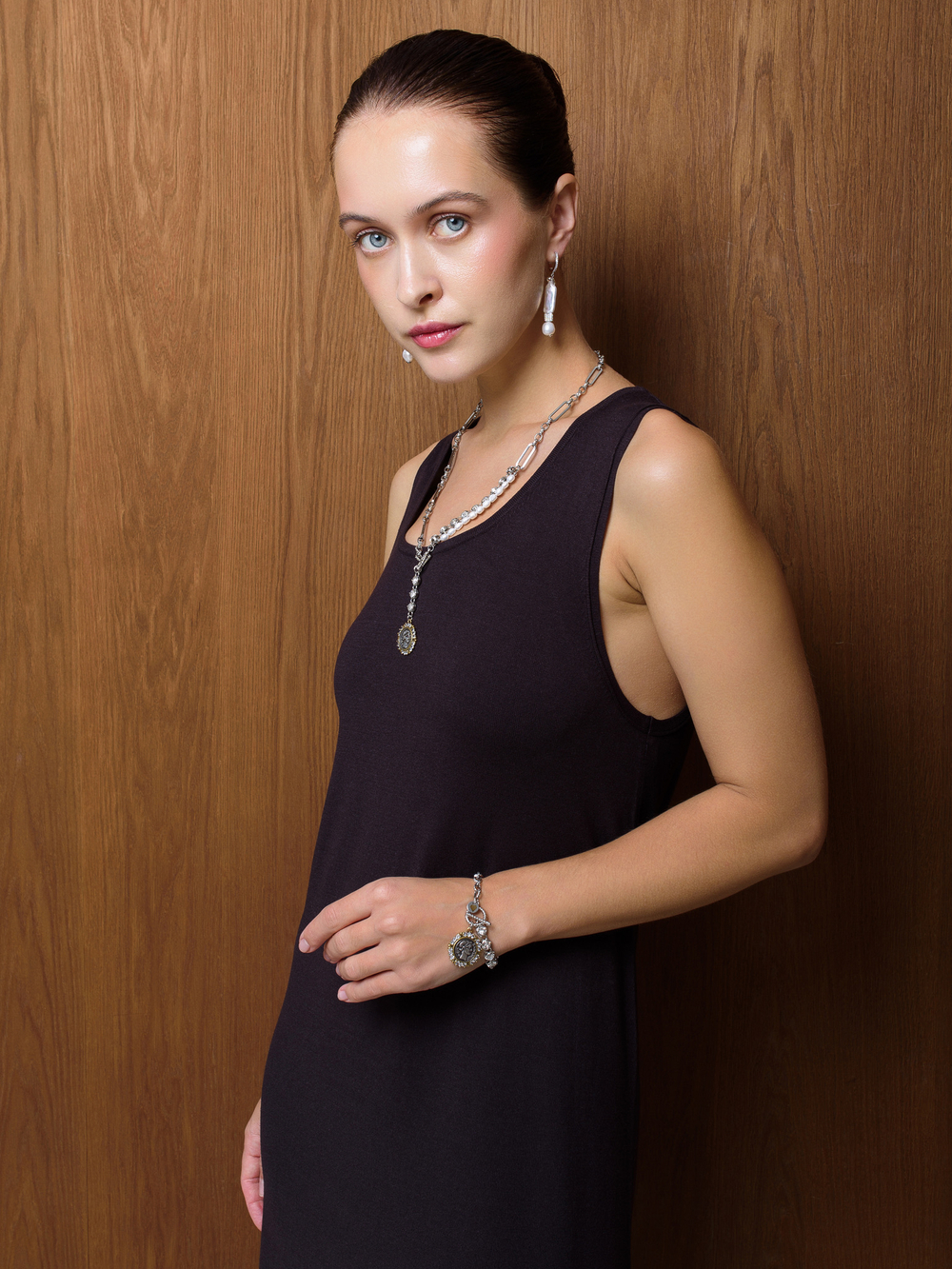 Серьги "Flat pearls" Silver