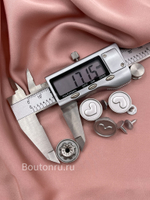 Пуговицы джинсовые установочные серебристые с сердцем комплект