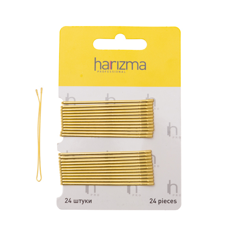 Невидимки прямые Harizma h10537-19, золото, 60 мм (24 шт)