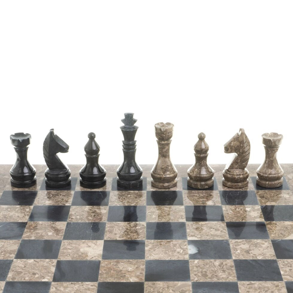 Шахматы "Дебют" мрамор, ракушечник доска 38х38 см