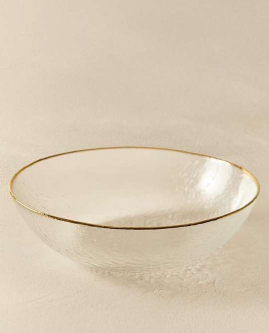 ZARA HOME САЛАТНИЦА С ЗОЛОТОЙ КАЙМОЙ, ПРОЗРАЧНЫЙ