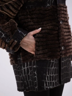 Дубленка женская натуральная с капюшоном оверсайз Турция