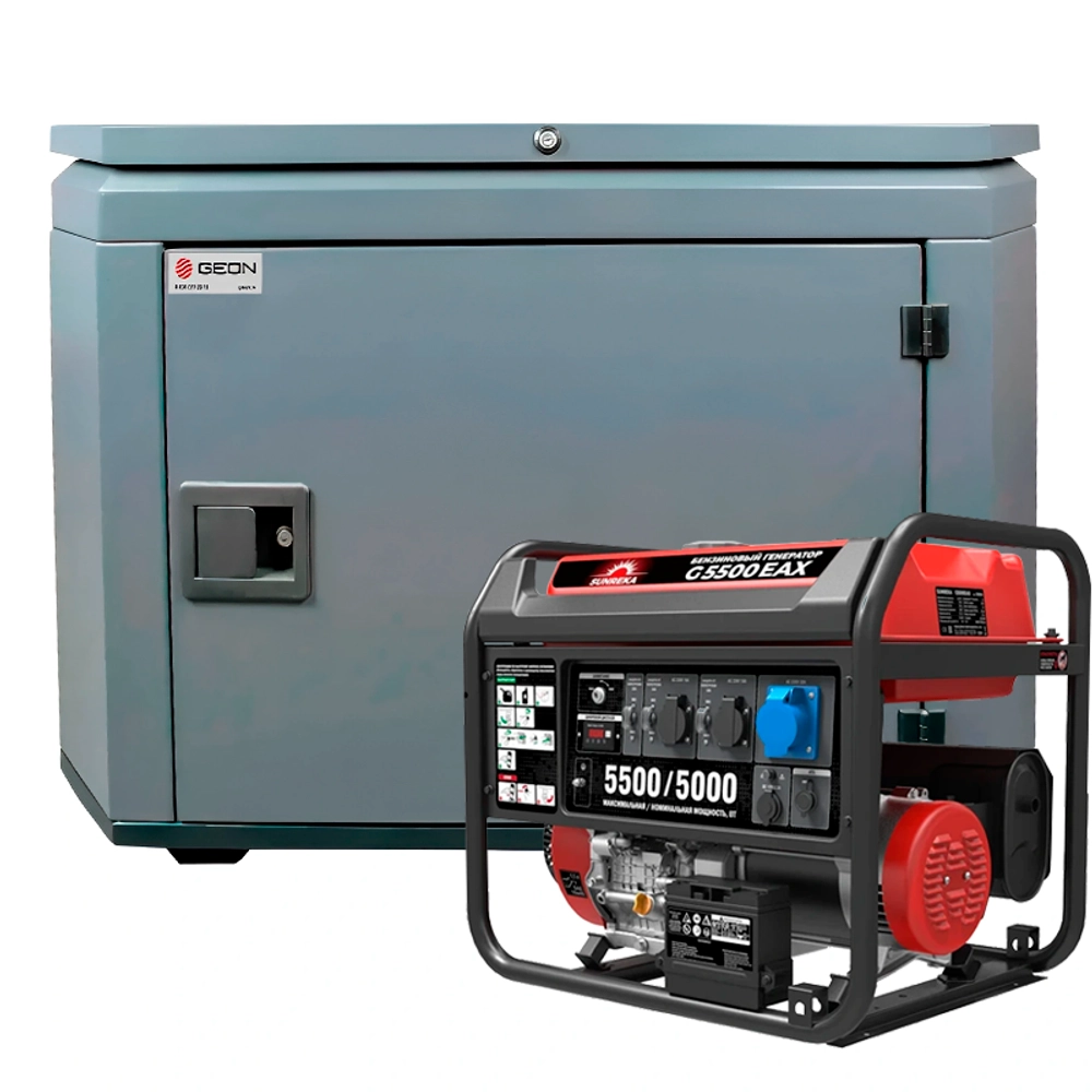 Генератор бензиновый SUNREKA G5500EAX с кожухом Geon 1200 RAL 7024