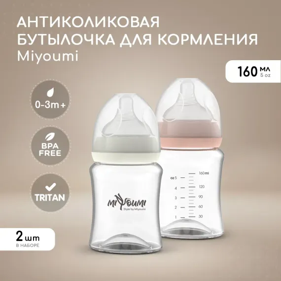 Бутылочка Miyoumi Anti-Colic 160 мл 2 шт.