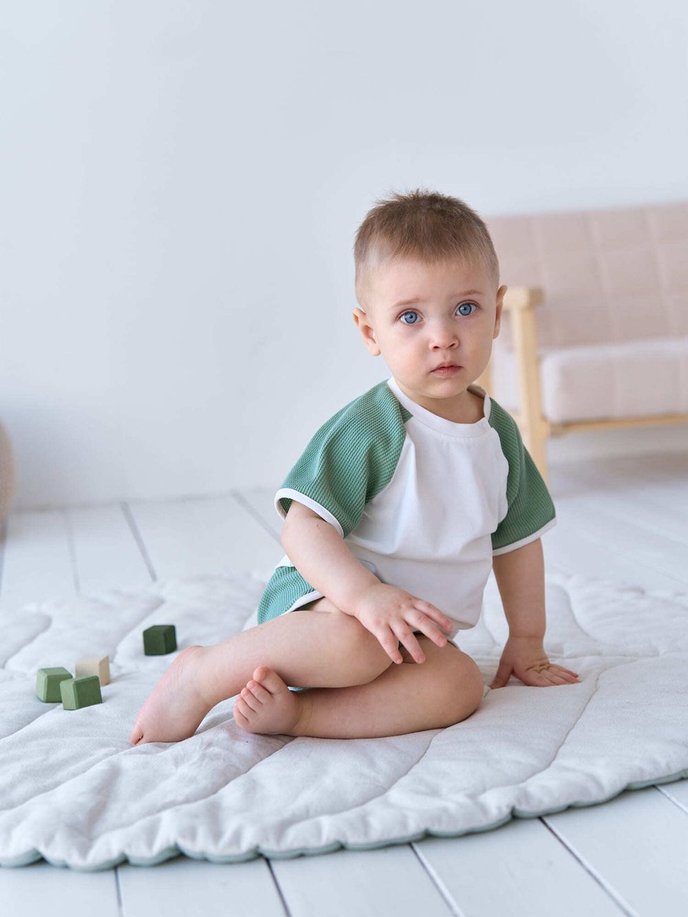 Комплект футболка и шорты "Полынь" из рифленой ткани 0+