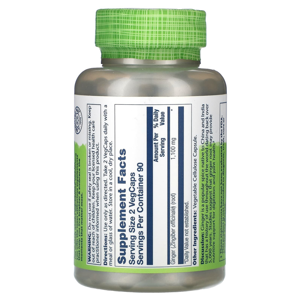 Solaray, True Herbs, имбирь, 1100 мг, 180 вегетарианских капсул (550 мг на капсулу)