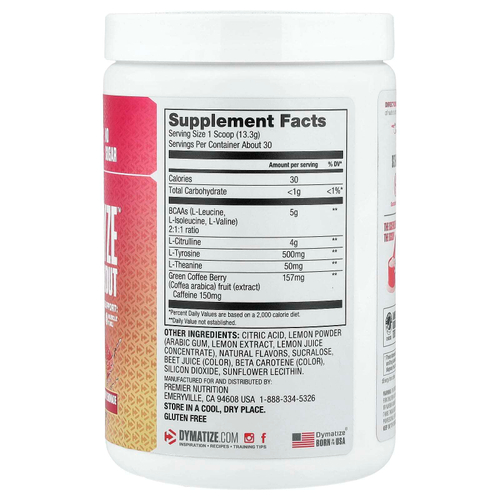 Dymatize, Energyze™, предтренировочный комплекс, со вкусом клубничного лимонада, 400 г (14,1 унции)